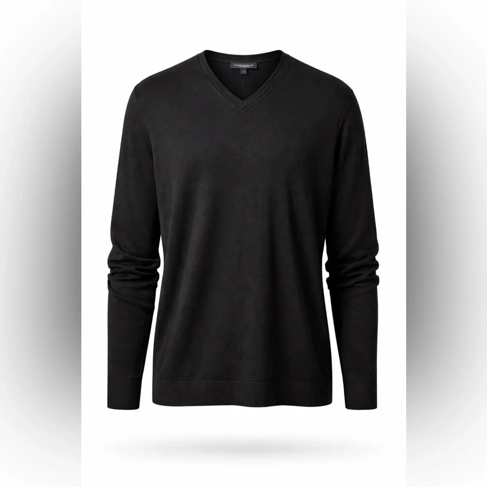 Banana Republic Silk Cashmere V-Neck Sweater Men’s XL Black Quiet Luxury
